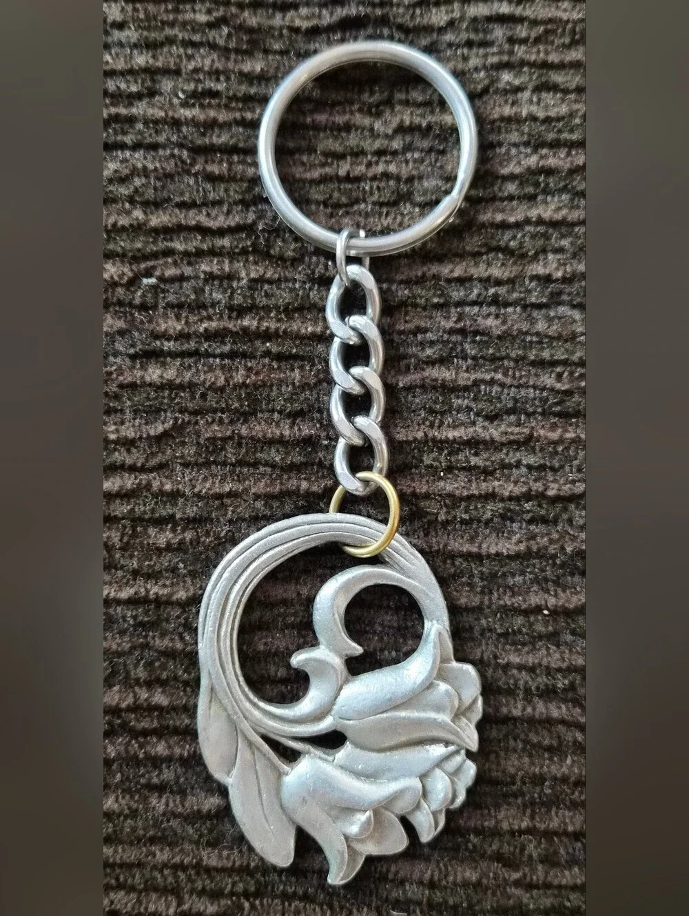 Vintage 1987 Seagull Pewter Canada Tulip Floral (converted) Key Chain/Bag Charm